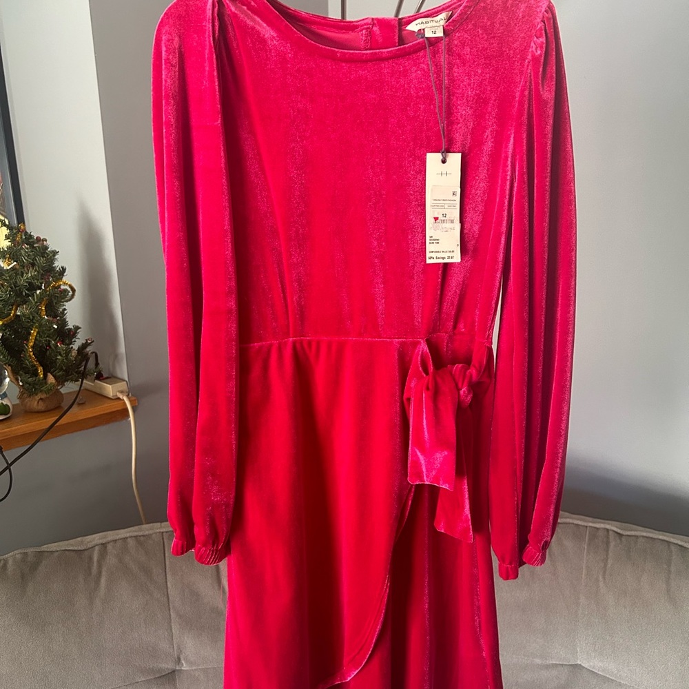 Logan Velour Wrap Dress Sz 12 - Picture 3 of 7